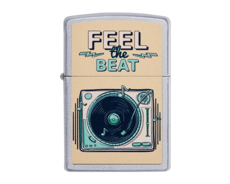 Zippo króm benzines öngyújtó – Feel the Beat lemezjátszó mintával